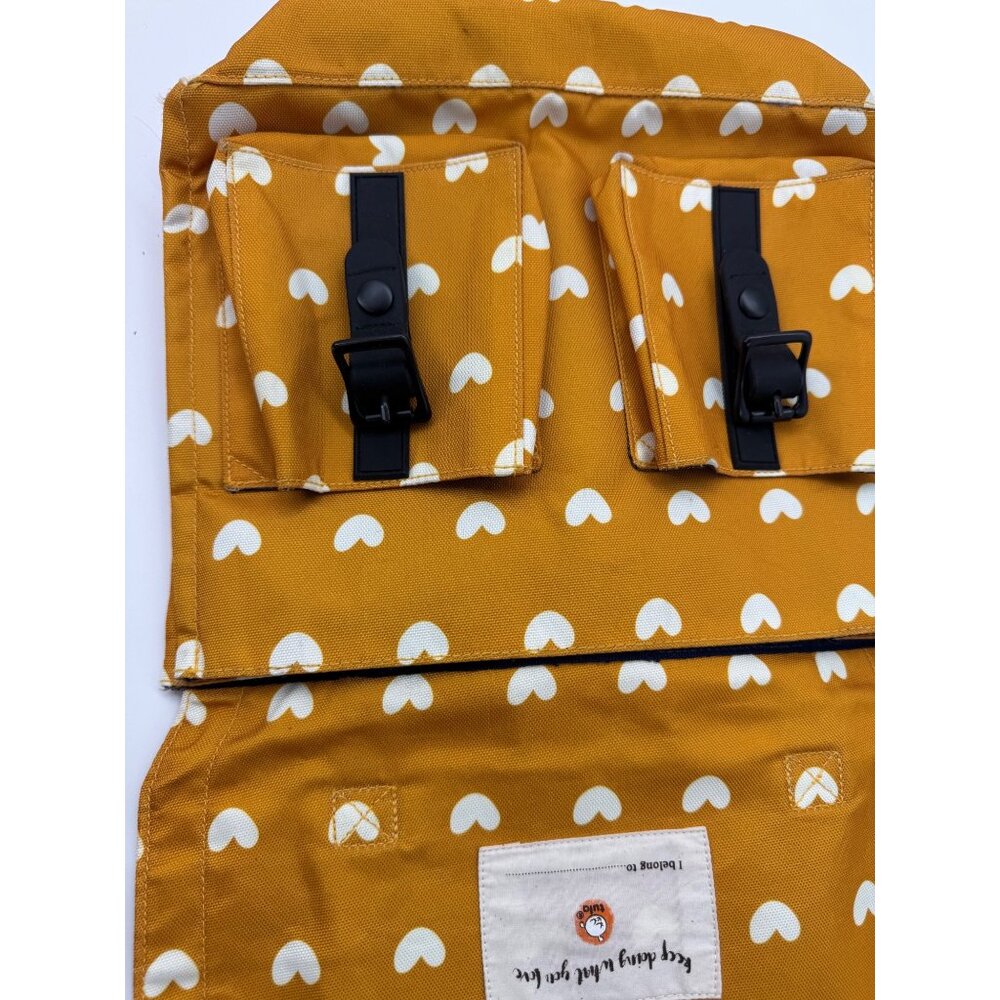 Tula Kids Backpack With Heart Print - Mustard Yellow & White - Dual Buckle Close - Picture 5 of 14